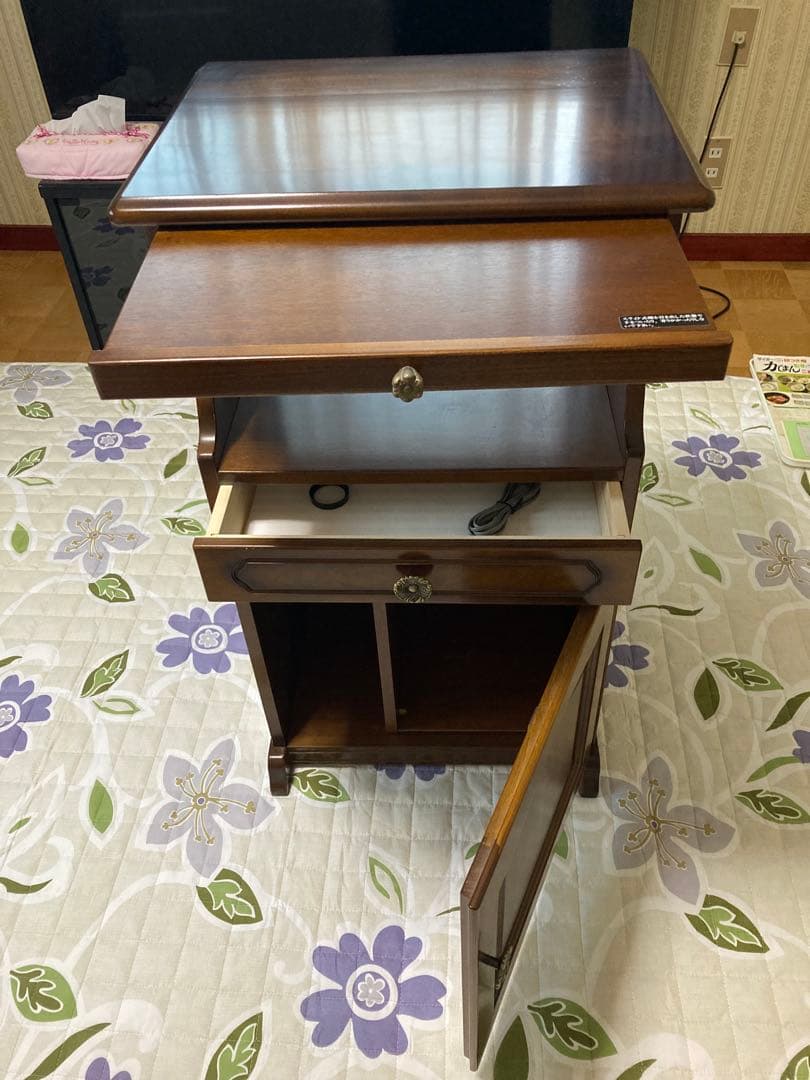 【良品】カリモク社製高級電話台 引き出し付き