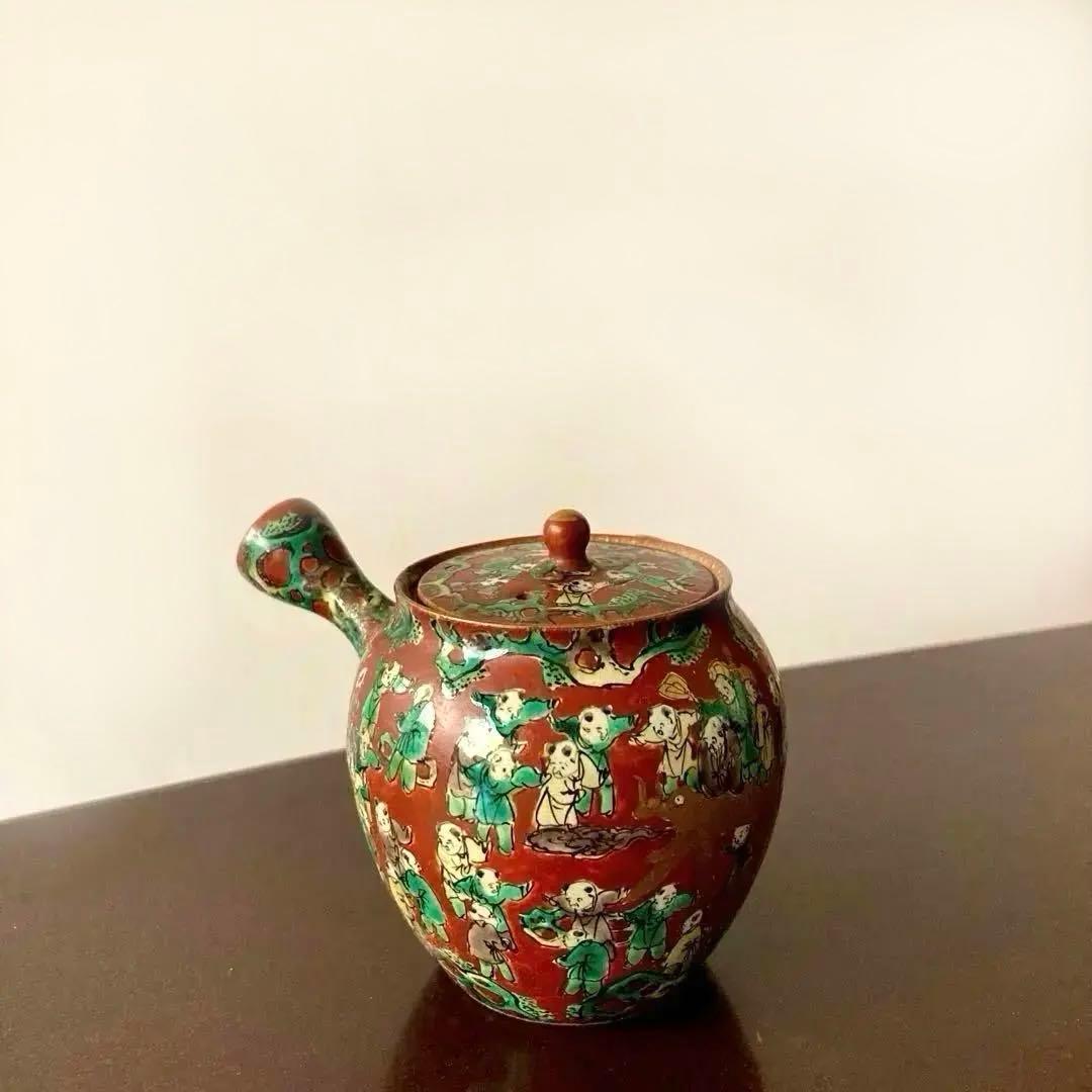 【九谷 木米】 骨董 アンティーク　急須　唐様 金彩赤絵