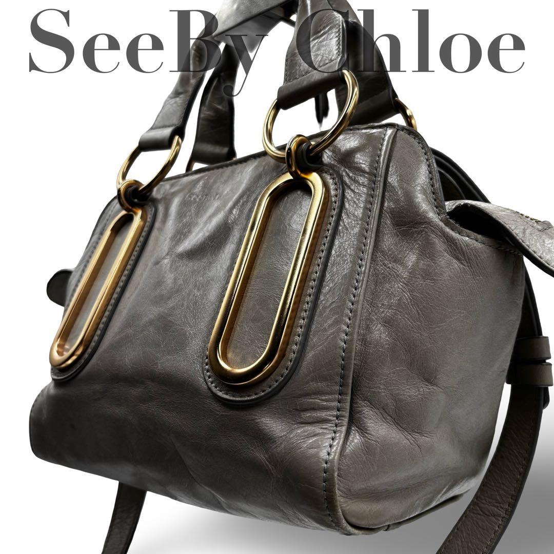 【ヴィンテージ】シーバイクロエ　2way ショルダーバッグ　ハンド　ロゴ金具