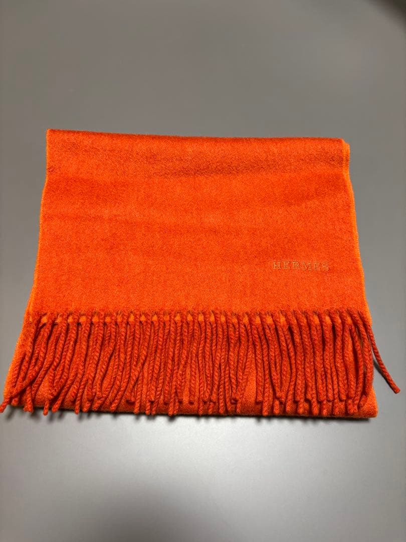 エルメス　カシミヤ　オレンジマフラー