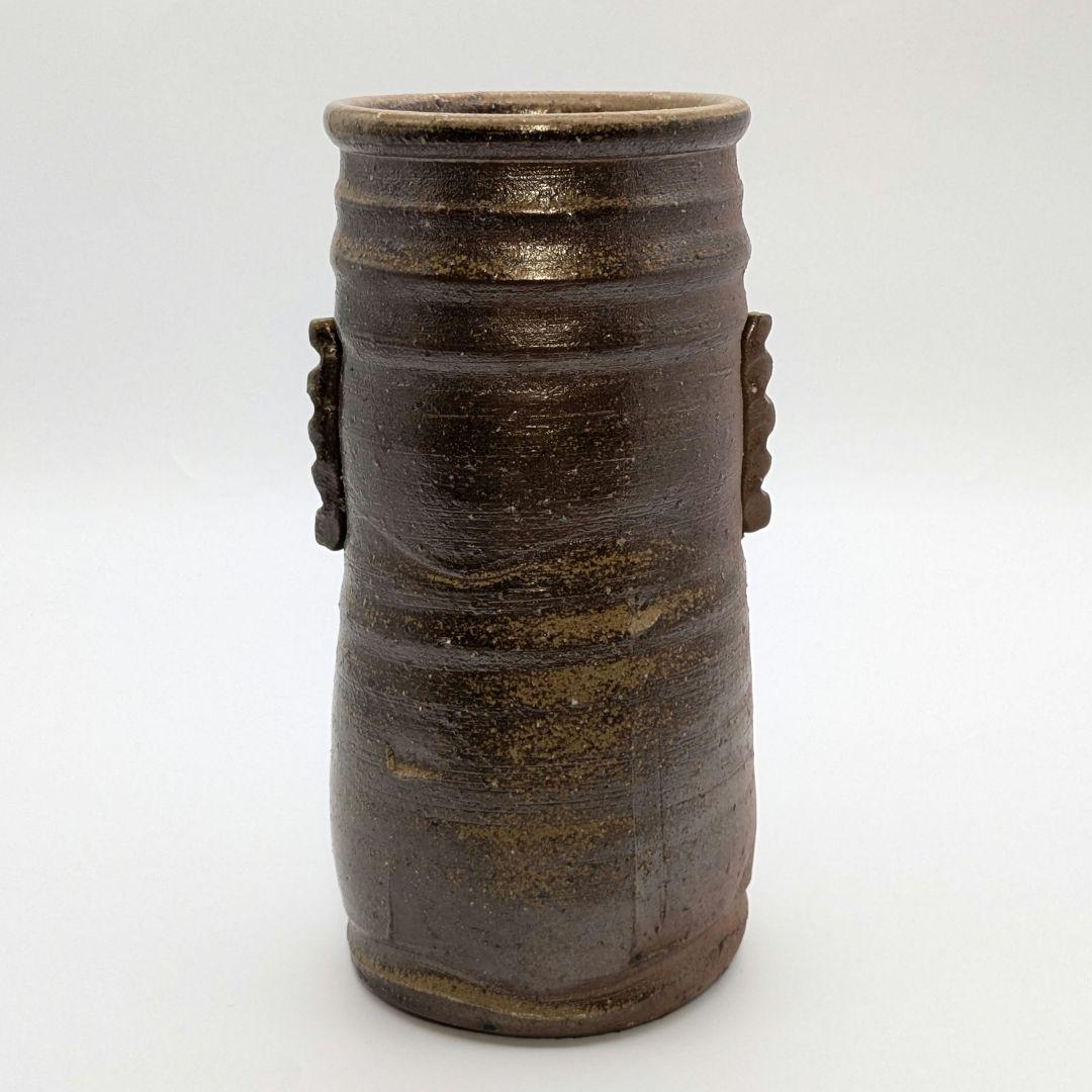 伝統工芸士 日幡光顕 備前焼 耳付花入 共箱共布栞 花器 フラワーベース 花瓶