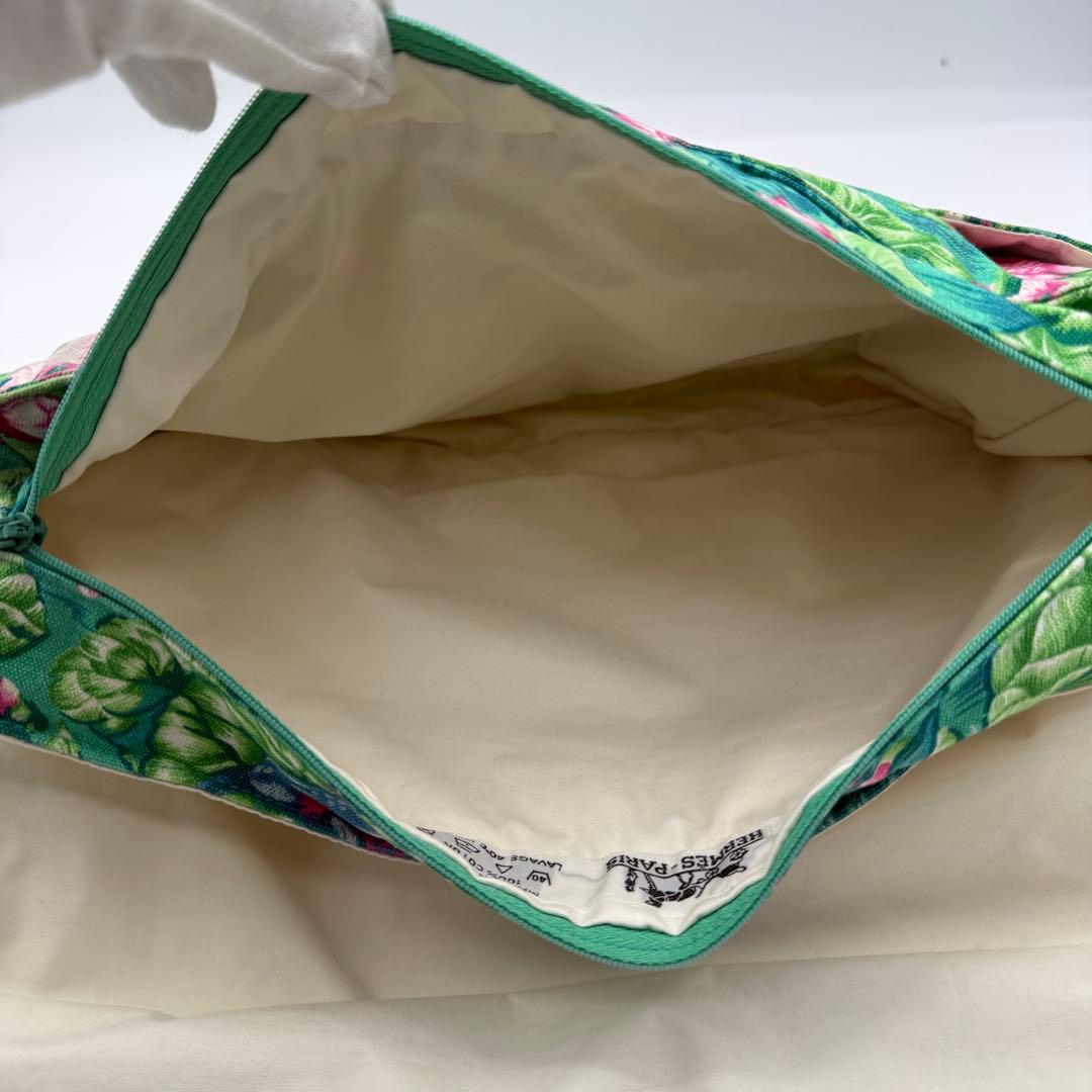 美品 HERMES ヴィンテージ ターンロック カエル 花柄 ショルダーバッグ