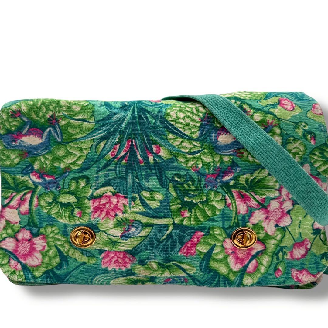 美品 HERMES ヴィンテージ ターンロック カエル 花柄 ショルダーバッグ