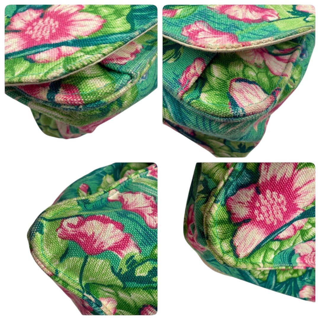 美品 HERMES ヴィンテージ ターンロック カエル 花柄 ショルダーバッグ