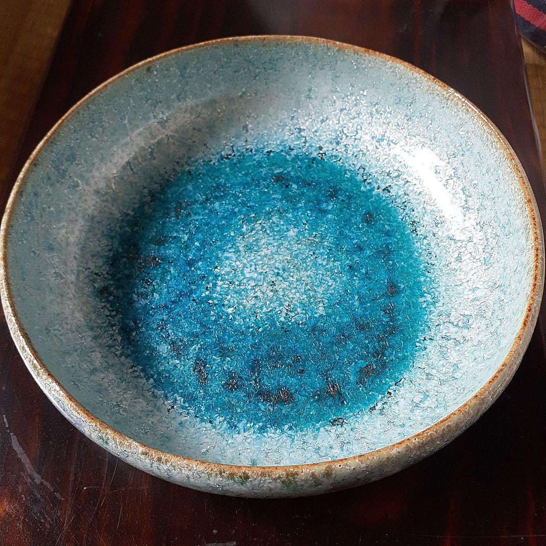 【中尾哲彰】　春銀河　水色の陶器皿　ボール