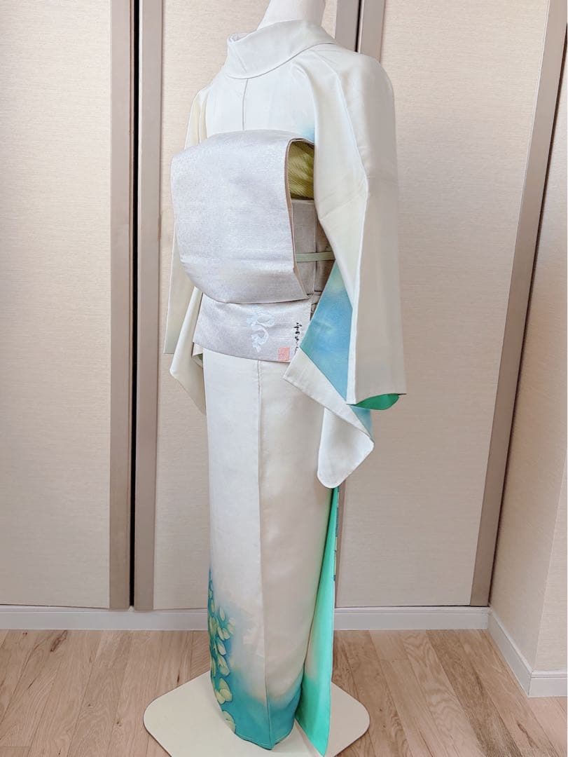 訪問着　フルセット　裄66 友禅　正絹　卒業式　入学式　結婚式　M L 袋帯