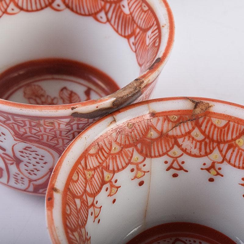 煎茶道具　赤絵宝珠文　煎茶器　五客　C　R8961