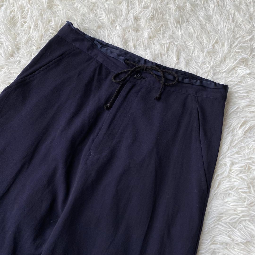 y's ウールギャバ サルエルパンツ ワイドパンツ ネイビー サイズ1