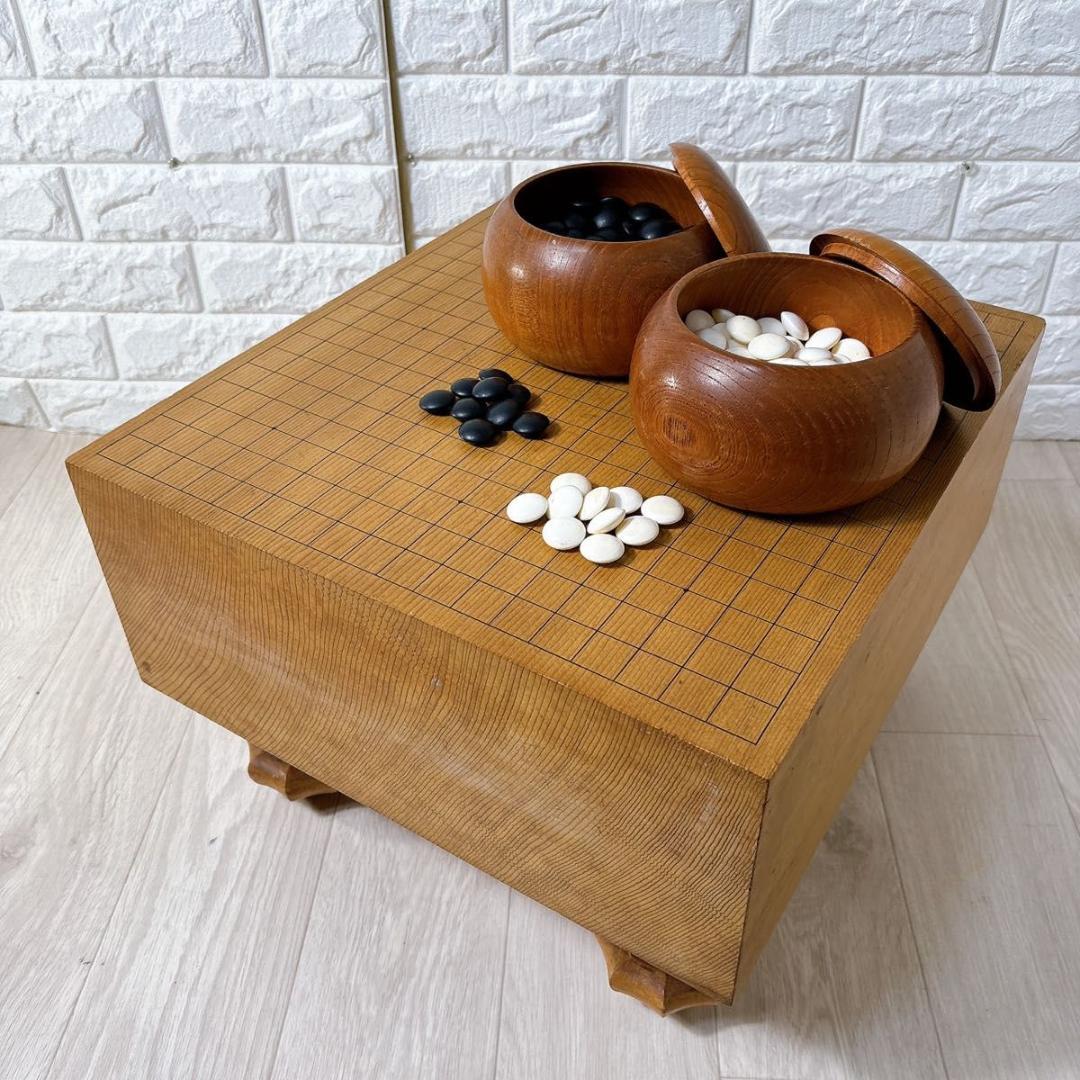 囲碁セット 天柾 5.7寸 蛤碁石 36号 174個 那智黒 179個 特大碁笥