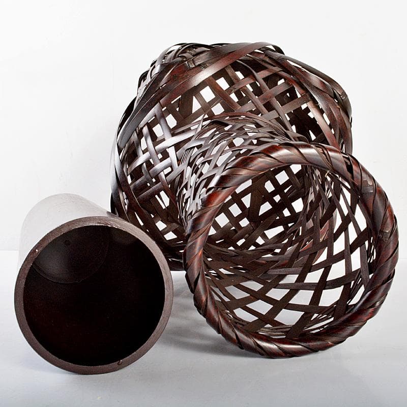 有馬篭　篭師　轡昭竹斎造　花篭　竹籠　共布共箱　M　R5505B