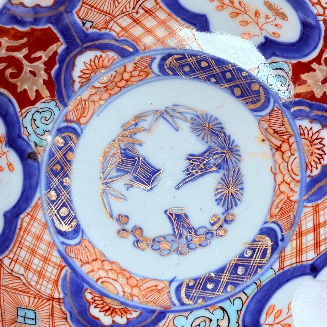 古伊万里　色絵松竹梅なます皿　五客　蛇の目高台　赤絵　緻密な絵付け　古器を楽しむ