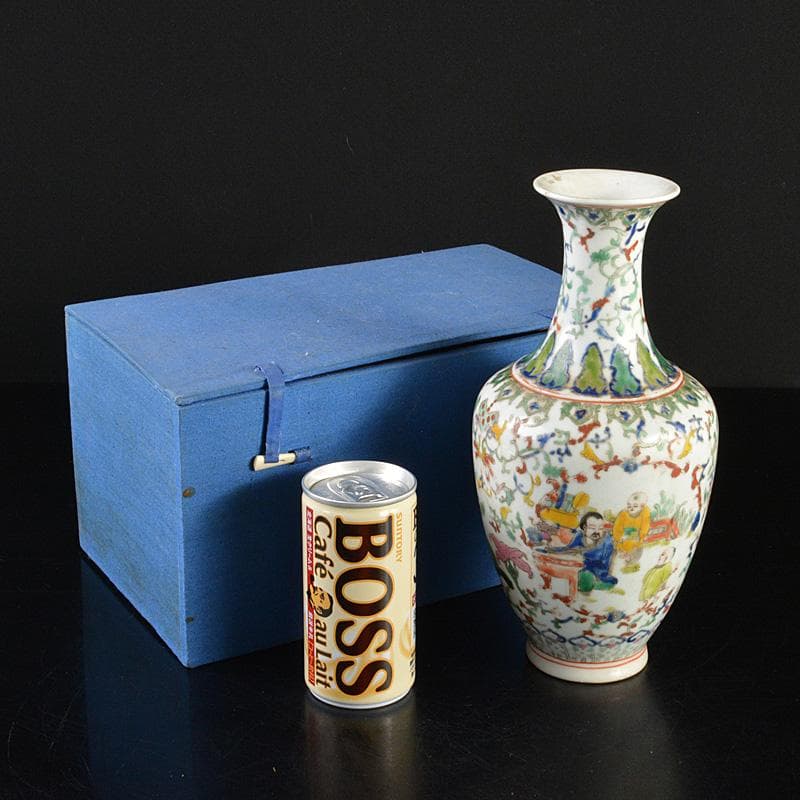 中国　粉彩　人物花神獣文瓶　M　R7322