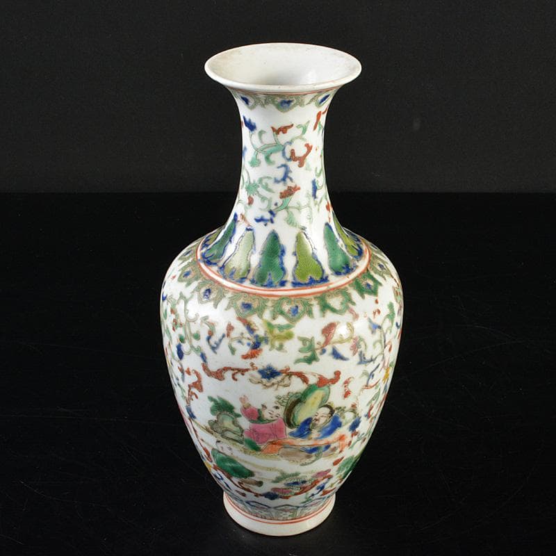 中国　粉彩　人物花神獣文瓶　M　R7322