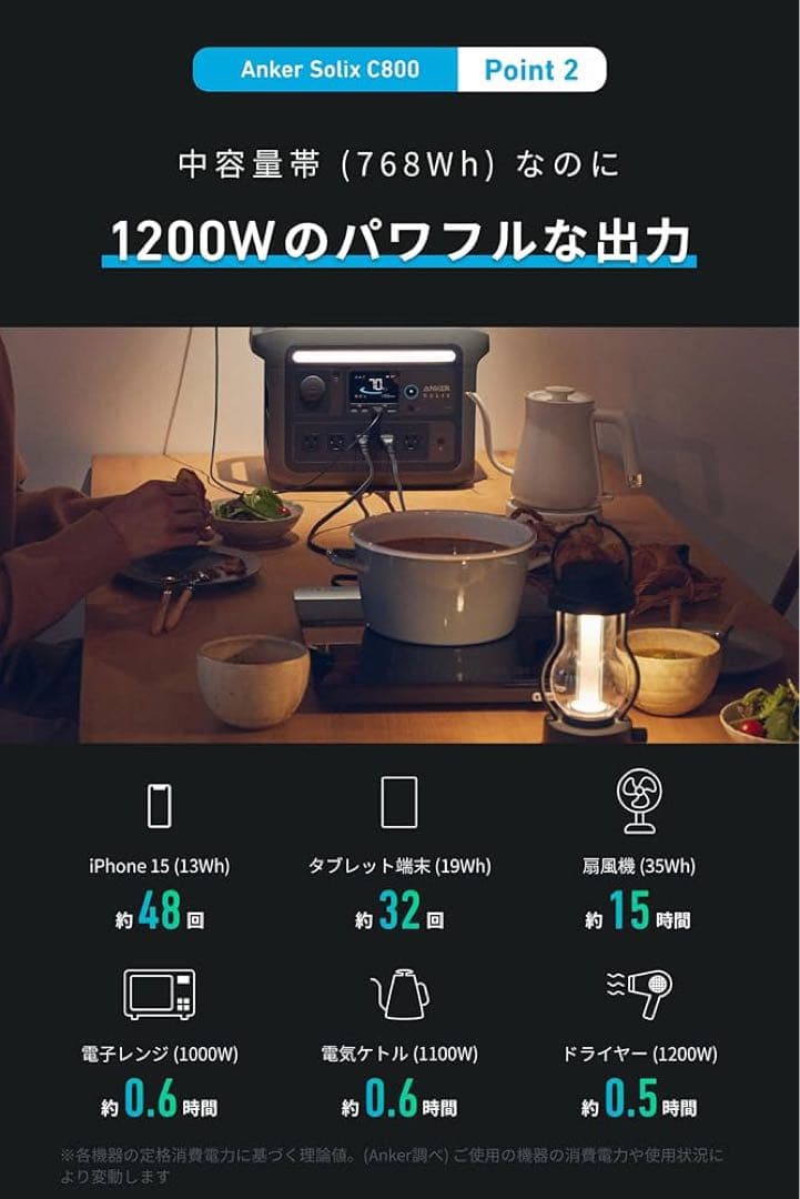 新品未使用　Anker アンカー ポータブル電源 Solix C800 防災対策