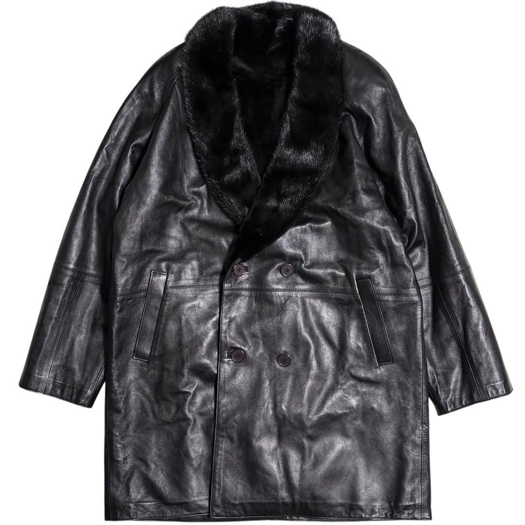 【とち さん】ミンク×レザー ダブルコート リバーシブル 本毛皮 本革 メンズ