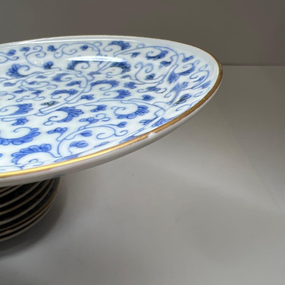 江戸中期　古伊万里唐草文　最上手小皿20枚　木箱付　東Y7-1104☆2Fトエオ