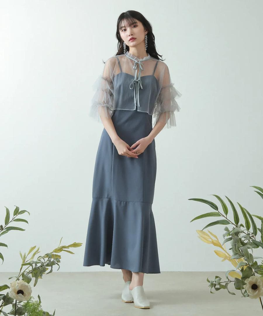 美品 カナ チュール ティアード ボレロ キャミワンピース L 大きい ゆったり