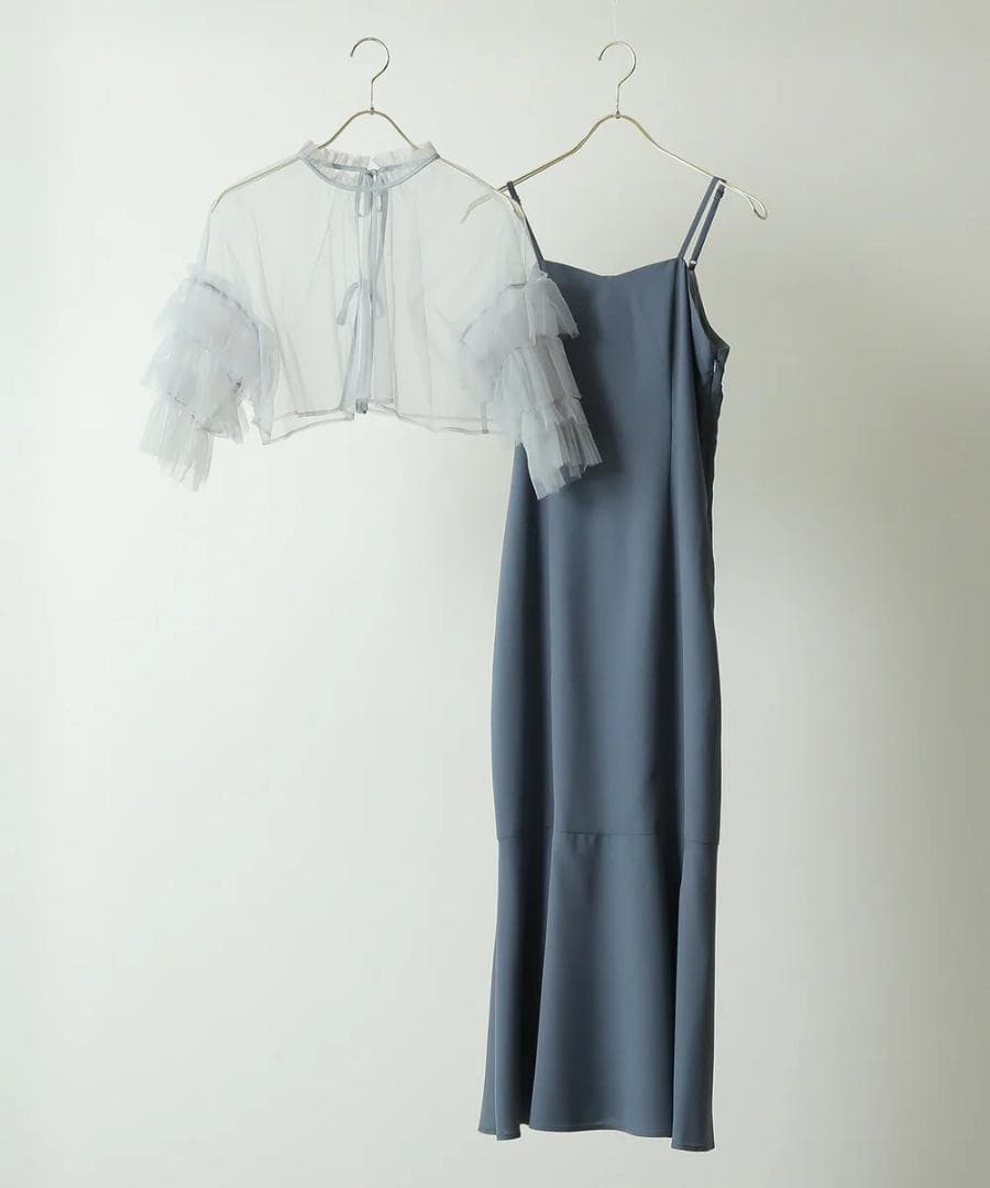 美品 カナ チュール ティアード ボレロ キャミワンピース L 大きい ゆったり