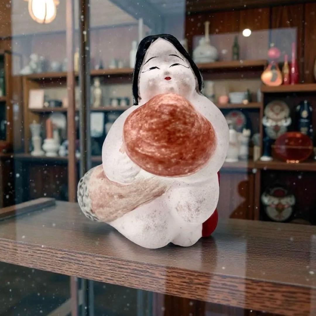 【古玩】昭和初期 郷土玩具 名古屋土人形 松茸おかめ 春画人形　民藝　子孫繁栄