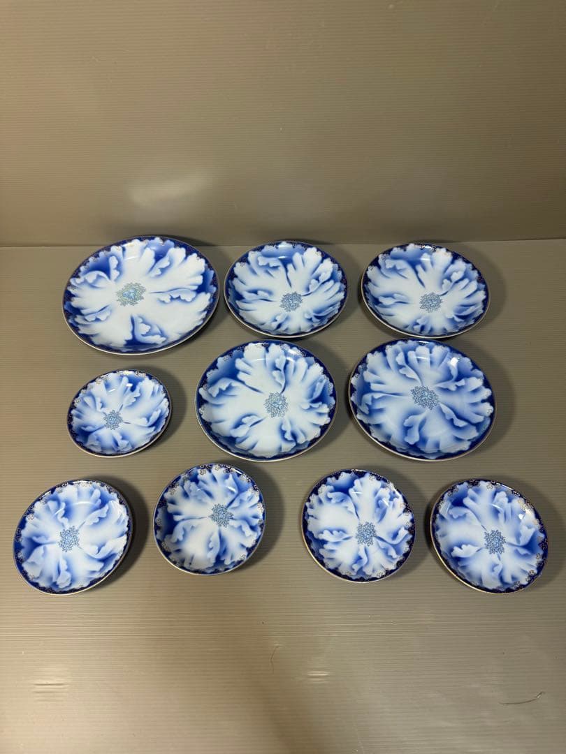 2315 深川製磁　牡丹金ミル　大皿1客　中皿4客　小皿5客