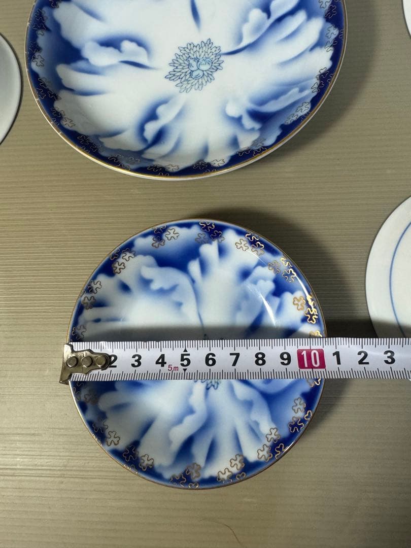 2315 深川製磁　牡丹金ミル　大皿1客　中皿4客　小皿5客