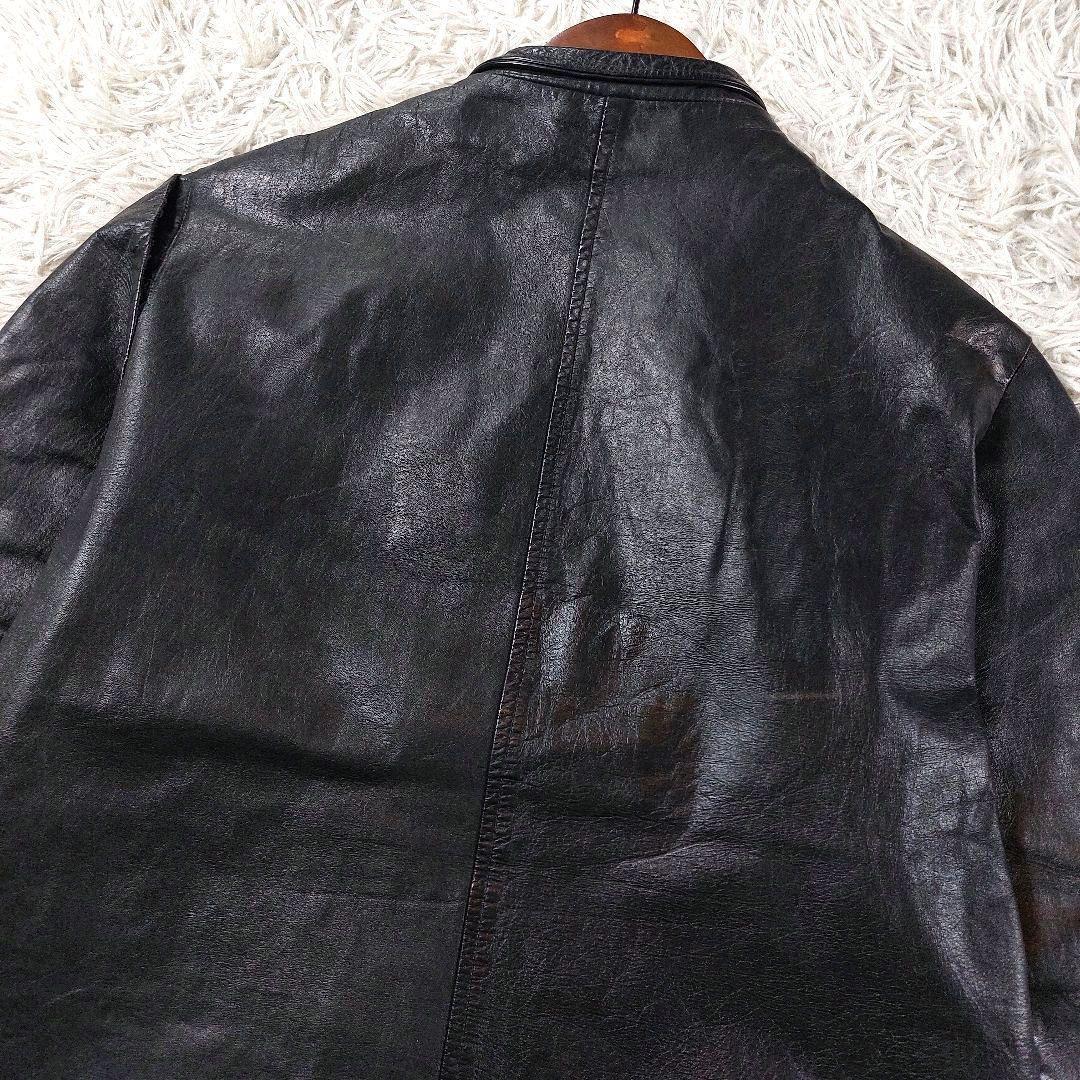 60s~70s デカタロン シングルレザーライダースジャケット ワッペン革ジャン