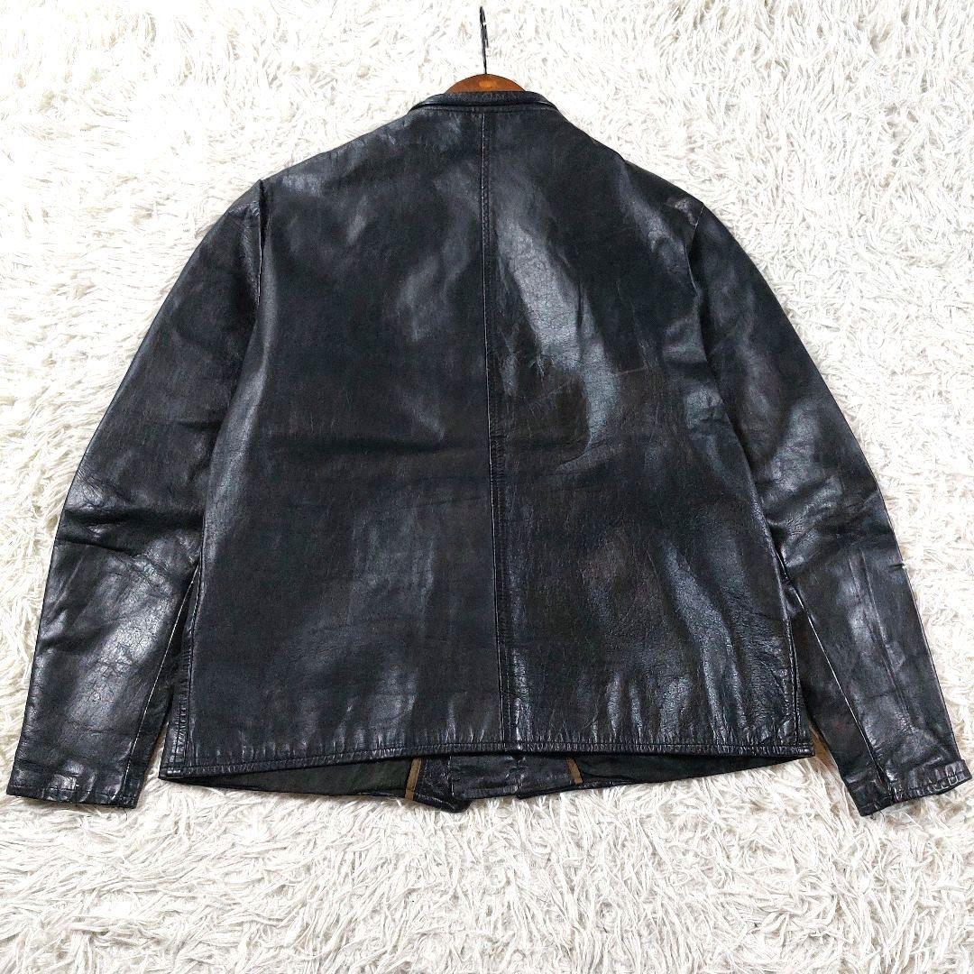 60s~70s デカタロン シングルレザーライダースジャケット ワッペン革ジャン