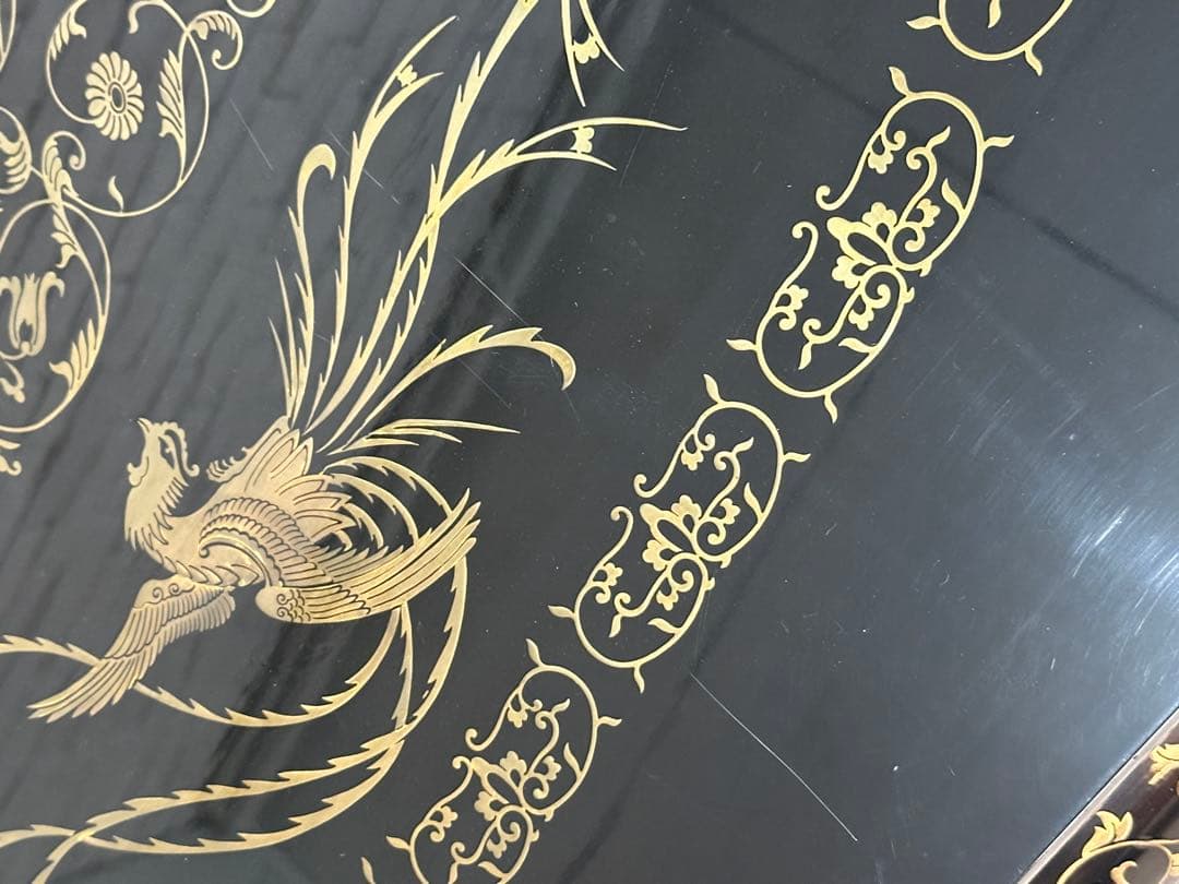 【taka】定価65万　螺鈿細工　鳳凰　木製漆塗り　テーブル　机