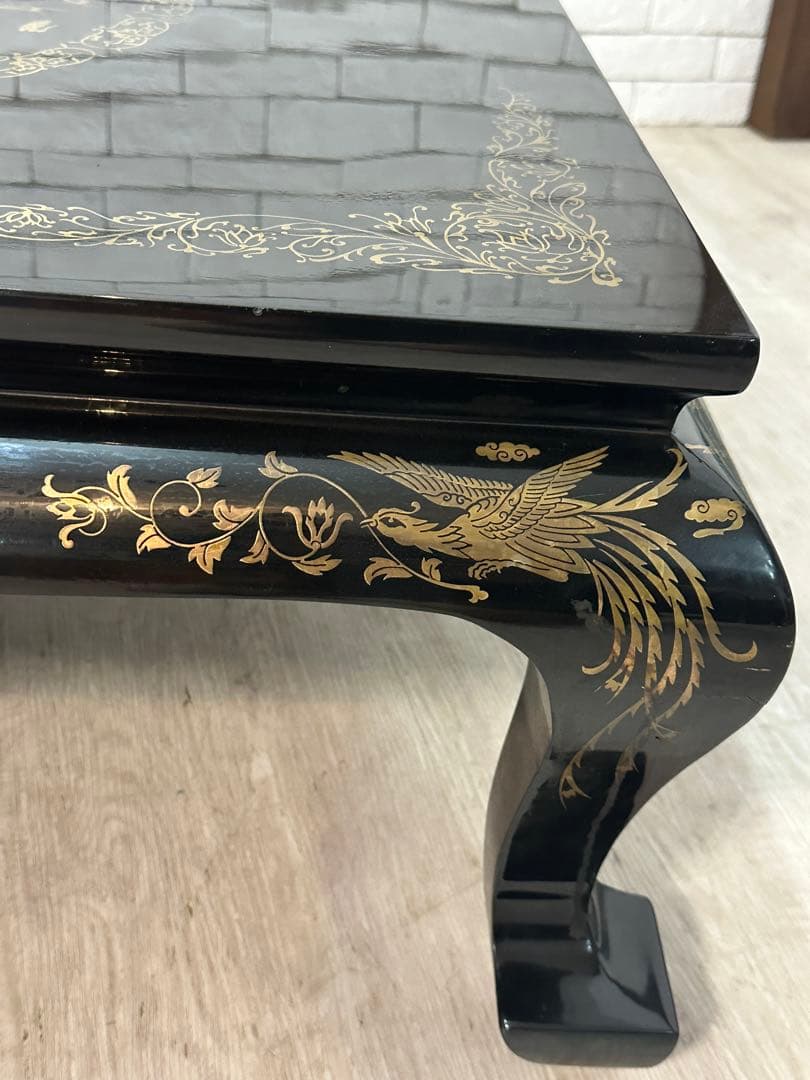 【taka】定価65万　螺鈿細工　鳳凰　木製漆塗り　テーブル　机