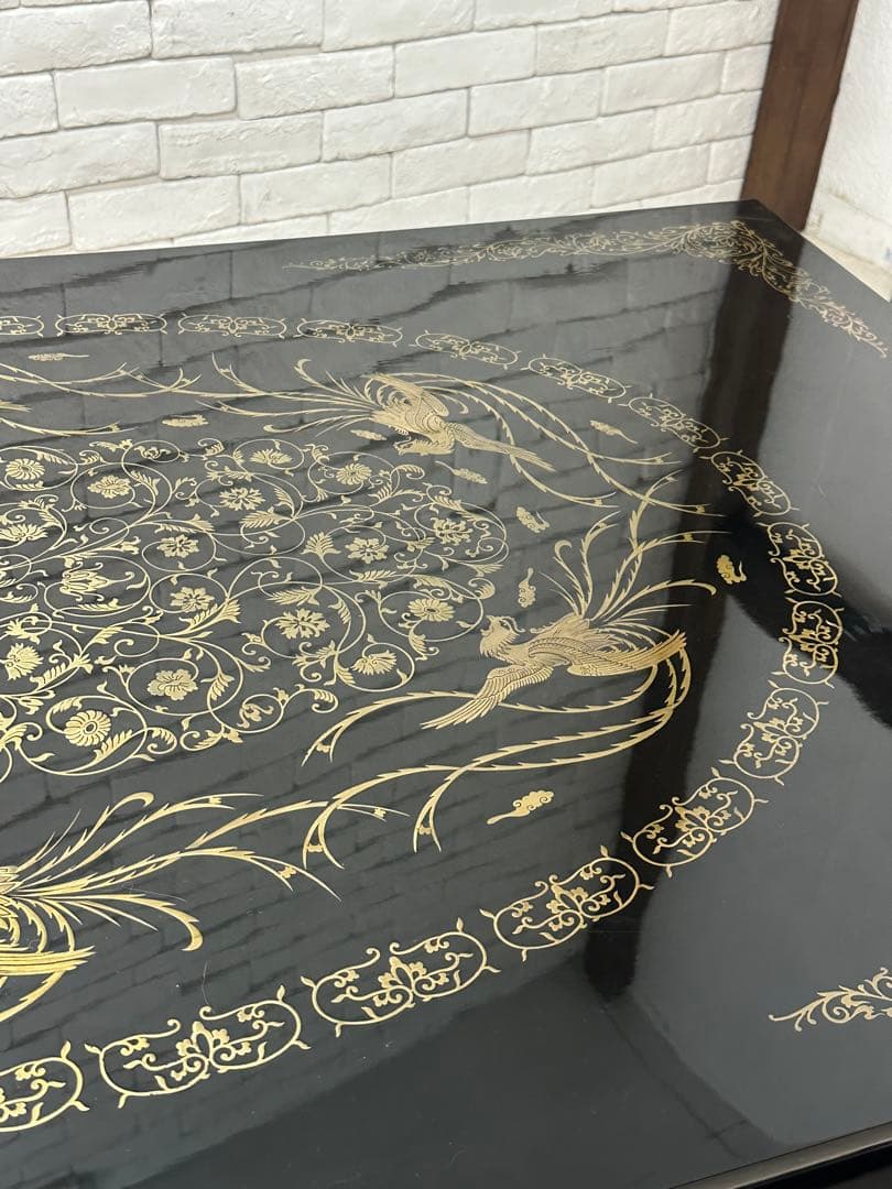 【taka】定価65万　螺鈿細工　鳳凰　木製漆塗り　テーブル　机