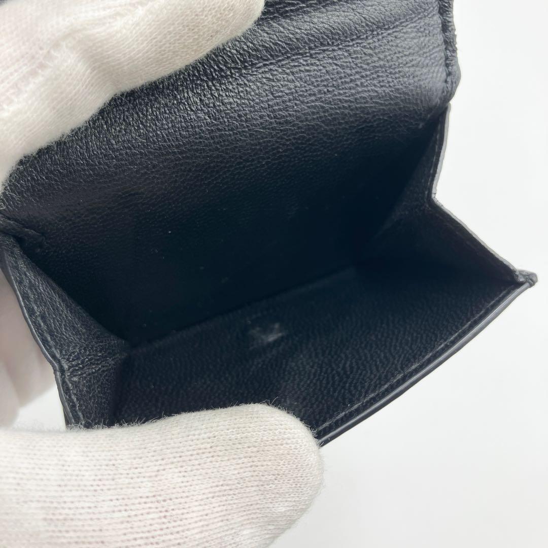 極美✨バレンシアガ 三つ折り財布 エブリデイ レザー ロゴ ブラック 黒