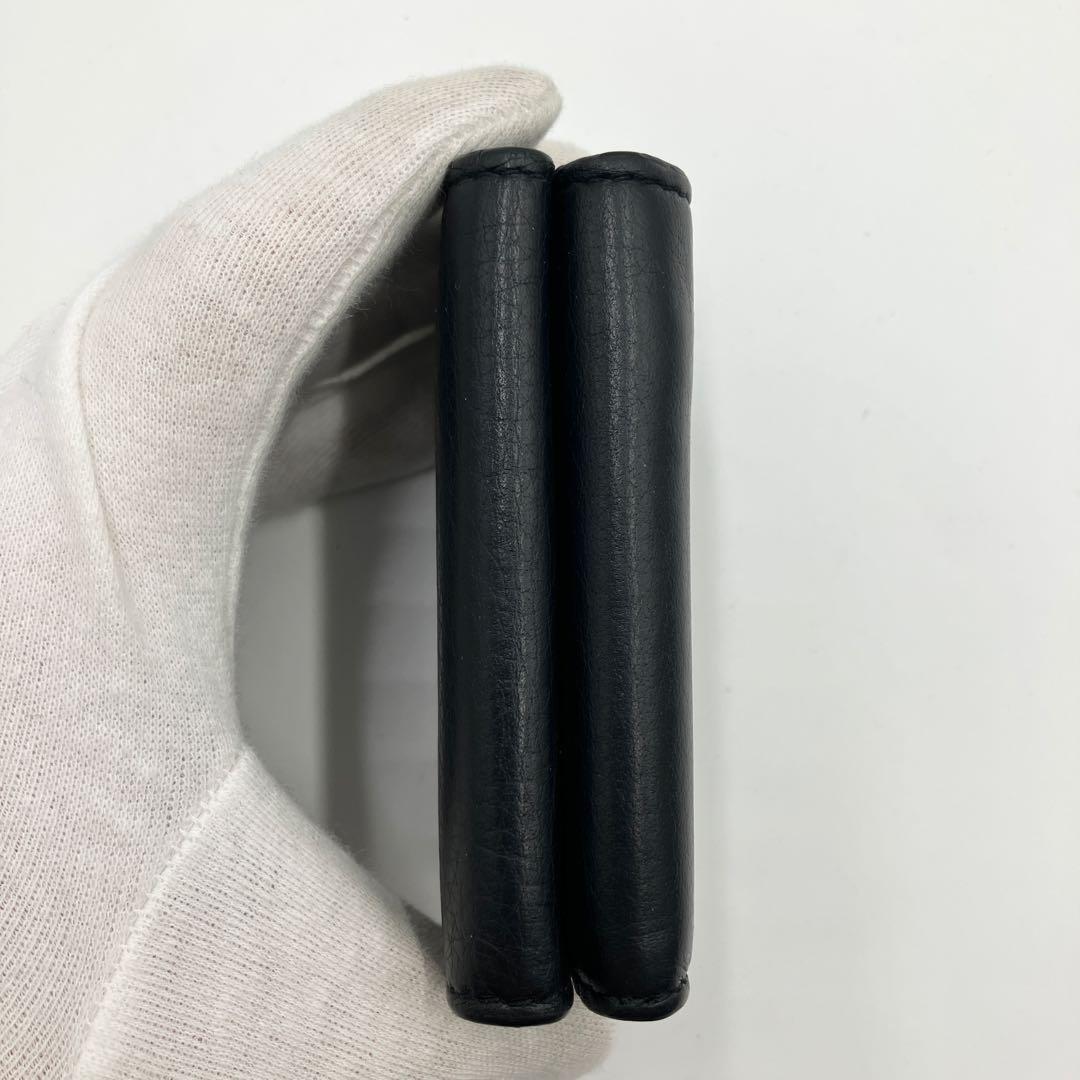 極美✨バレンシアガ 三つ折り財布 エブリデイ レザー ロゴ ブラック 黒