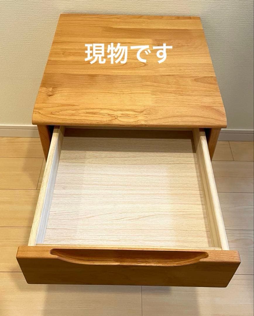 ササさま専用　ニトリアルナス LBR 木製シンプルサイドテーブル 引き出し付き