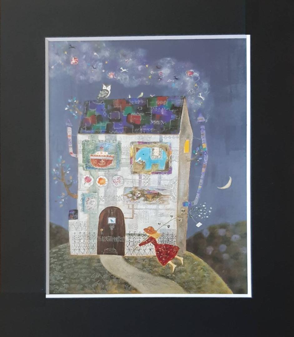 前田麻里、「月から聞いたお話」、希少画集の額装画、四季、風景、人気作品