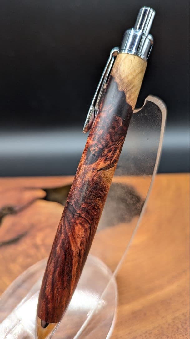 579特上　ホンジュラスローズウッド　瘤杢　木軸シャーペン　ボールペン