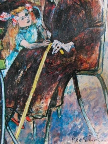 福田新生、リュクサンブール公園にて、希少画集画、新品額装付