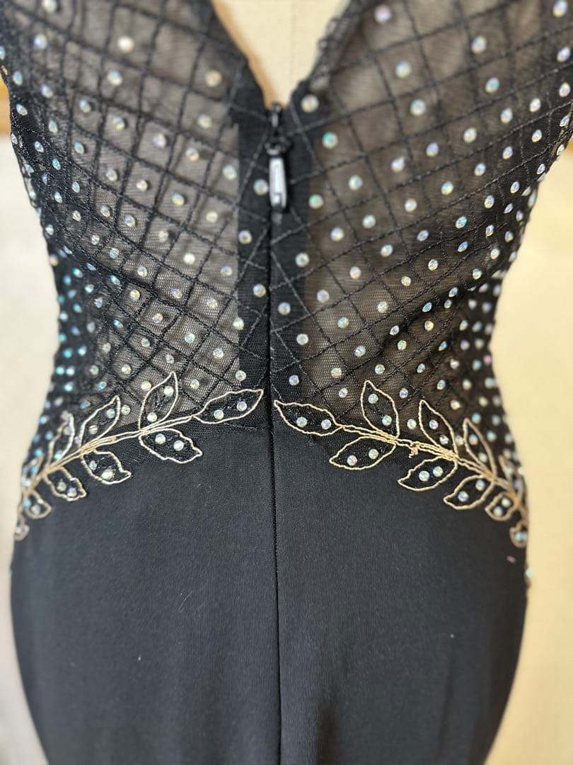 ビーズ刺繍 ブラック ナイトドレス