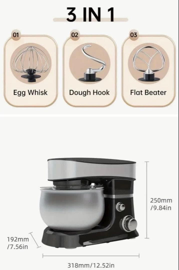 全自動多機能キッチン電気スタンドミキサー、自動生地ミキサー、家庭用泡立て器