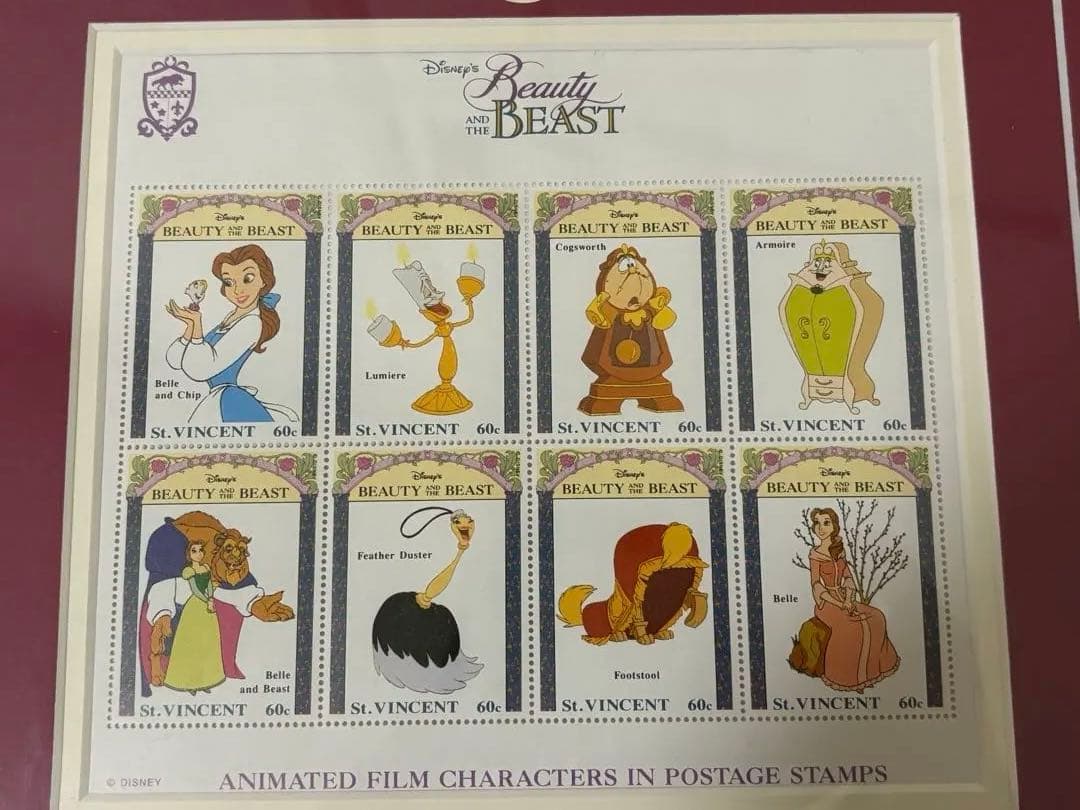 レア商品　美女と野獣 スタンプアート切手コレクション フレーム付き