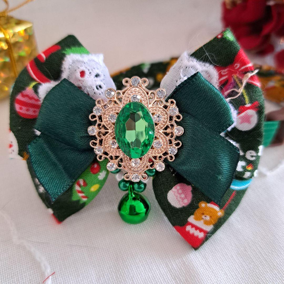 クリスマスシリーズ(緑リボンオーナメント)わんちゃん猫ちゃん用首輪