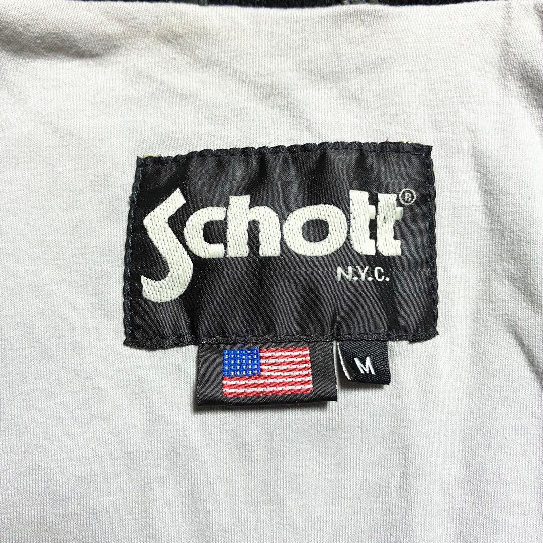【状態良好】SCHOTT☆レザージャケット☆羊革☆グレー☆M☆ワッペン☆