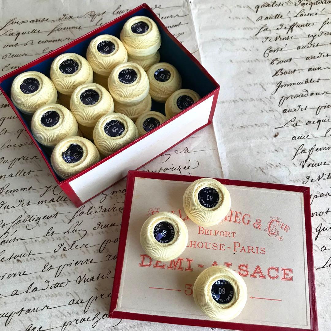フランス アンティーク 箱入り 糸巻き ソーイング メルスリー