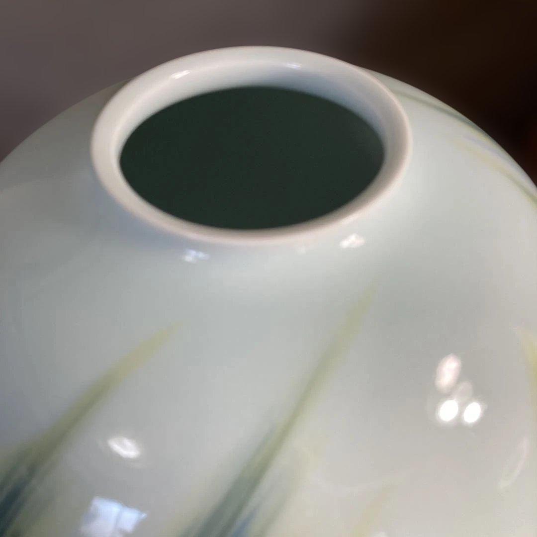 【庄村健】現代の名工　日本の名窯　有田　晩香窯　庄村健作　染錦麦穂紋　花瓶