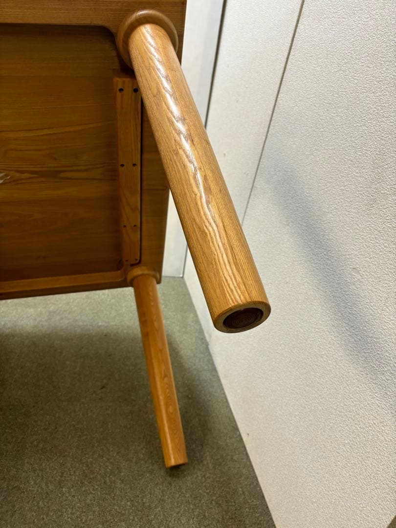 【リペア済み】　200サイズ　変形P型　ダイニングテーブル　タモ無垢材