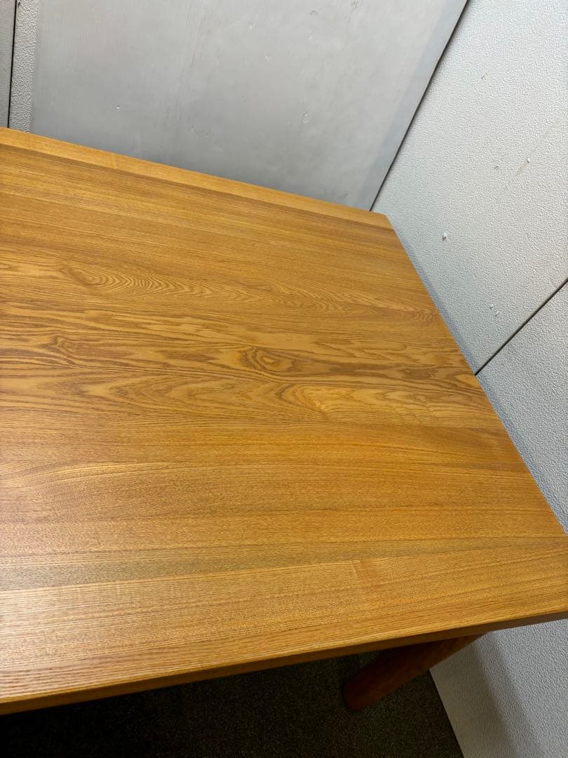 【リペア済み】　200サイズ　変形P型　ダイニングテーブル　タモ無垢材