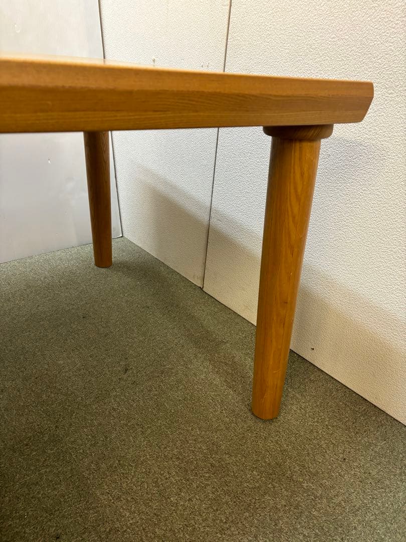 【リペア済み】　200サイズ　変形P型　ダイニングテーブル　タモ無垢材