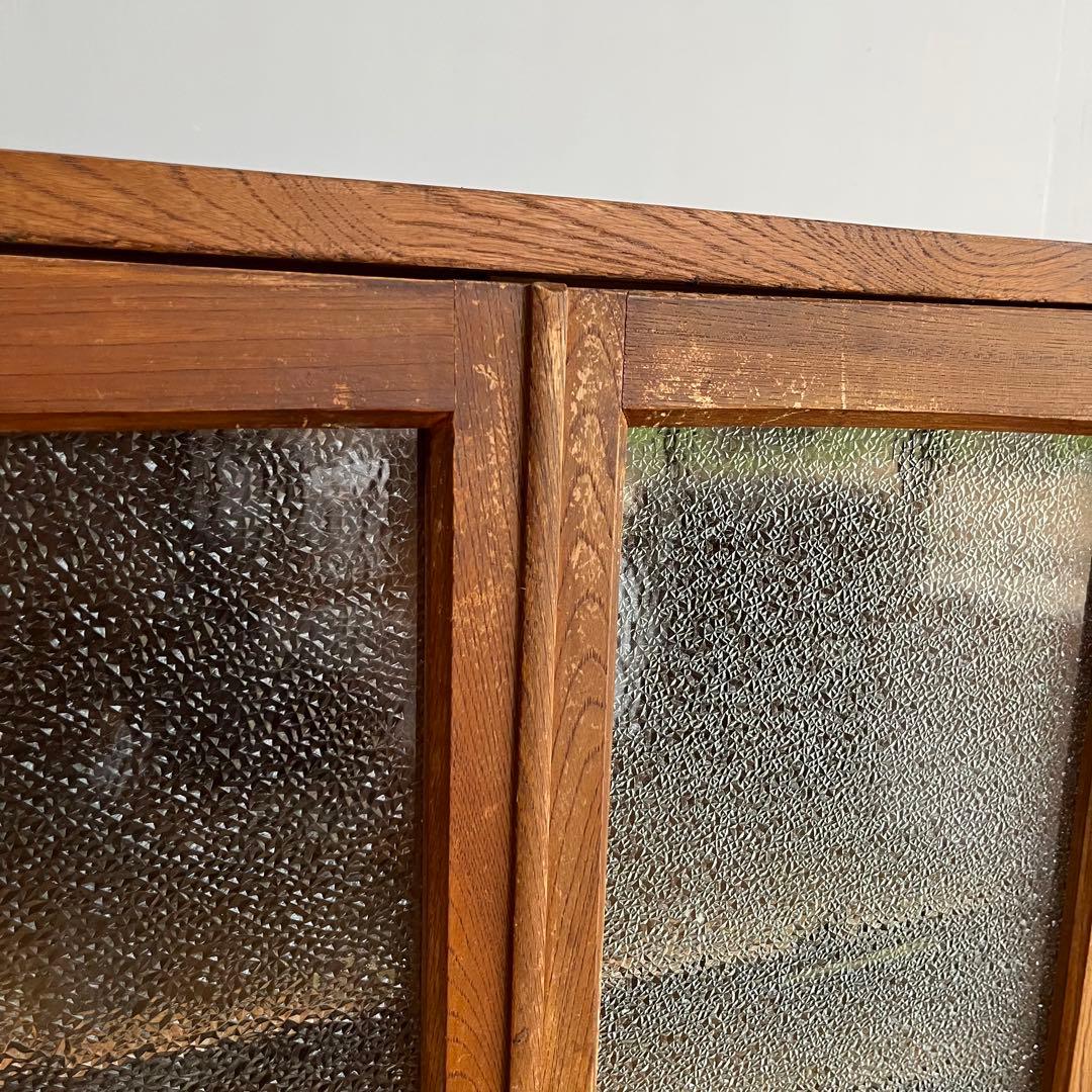 アンティーク ガラス キャビネット 書類棚 昭和レトロ z834