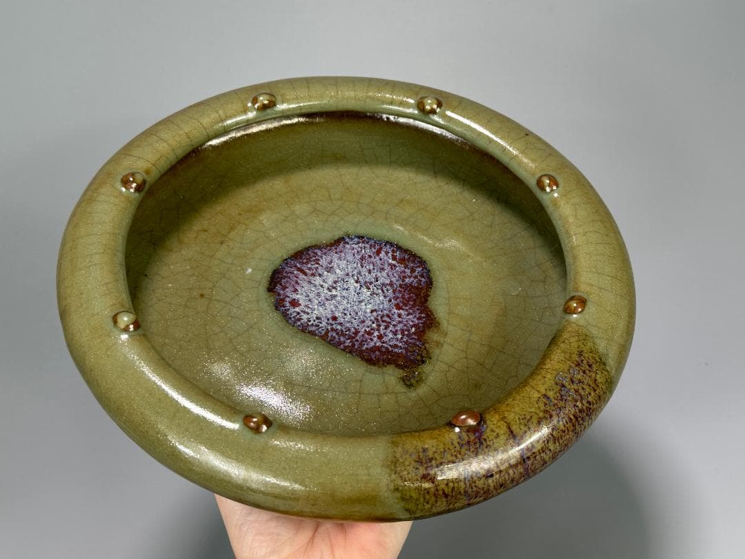 中国美術　清朝　清時代　鈞釉　鈞窯　水盤　三字款　時代物　古物　唐物