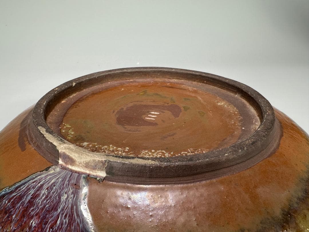 中国美術　清朝　清時代　鈞釉　鈞窯　水盤　三字款　時代物　古物　唐物