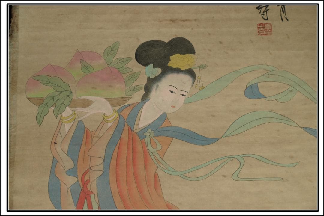 古掛け軸「斉白石作　人物図　紙本」中国民間画家 唐物唐本 BD550C11-4